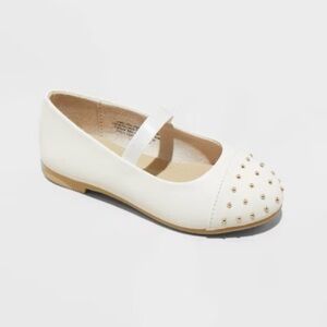 Cat & Jack Dress Shoes with Studded Toe Ivy Slip on Ballet Flats Ivory size 7